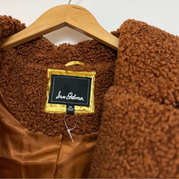 Sam Edelman Shawl Collar Faux Shearling Coat in Cognac Brown Long Teddy XL $240 - Picture 8 of 14